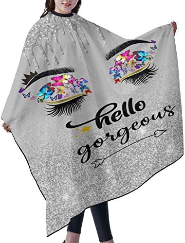 Barber Cape Hello Butterflies Gorgeous Silvery Glitters Salon Hair Cut Apron Barbershop Kits For Women 55''X66'' - Image 3