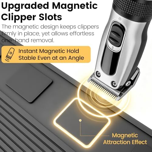 Magnetic Barber Mat for Clippers - Professional 4-Slot Tool Organizer Station with Strong Magnet, Non-Slip Flexible Silicone Mat for Barber Shop & Salon Accessories - Image 3