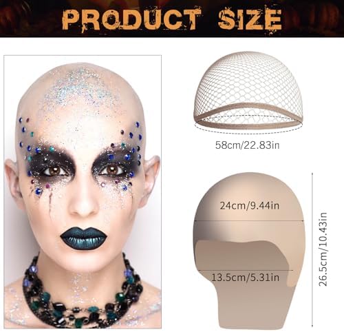 Latex Bald Cap SFX Makeup Kit,Bald Wig Cap with Skin Water-Based Acrylic Adhesive(Bonding Skin Glue) for Men Adult,Bald Caps Perfect for Halloween Costumes, Cosplay, and Theater - Image 2