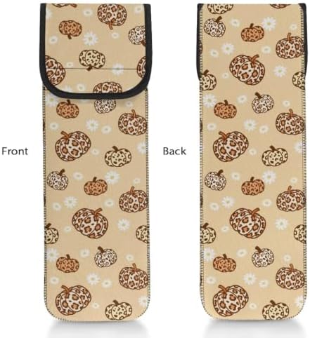 Flashideas Cute Thanksgiving Pumpkins Curling Iron Holder Heat Resistant Neoprene Curling Iron Cover Bag with Pocket Curling Iron Organizers and Storage for Hair Straightener, Curling Iron, Flat Iron - Image 3
