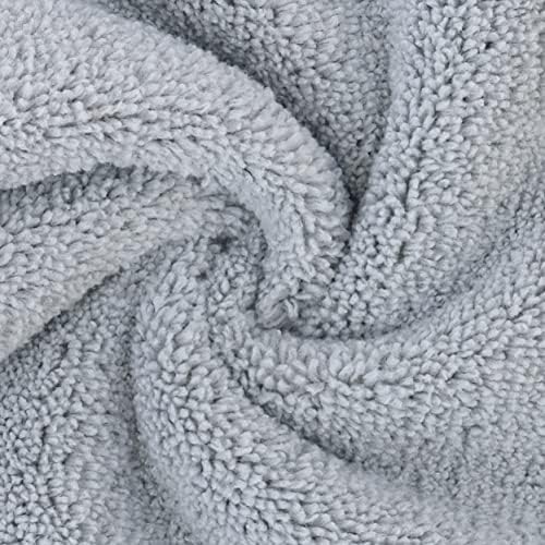 POLYTE Microfiber Hair Turban Wrap Drying Towel (12x28 Large, 2 Light Gray) - Image 4
