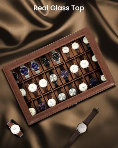 Uten Watch Box 24 Slot, PU Leather Watch Display Case with Lock - Image 7