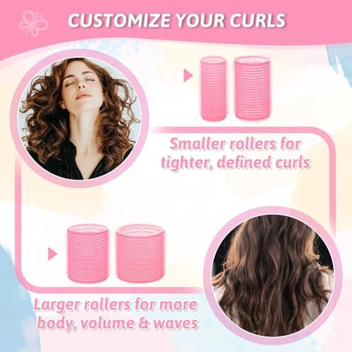 50 Pcs Rollers Hair Curlers Set with 24Pcs Self Grip Hair Rollers 4 Sizes and 24 Pcs Clips for Blowout Look Long Medium Short Thick Hair Volume - Image 6