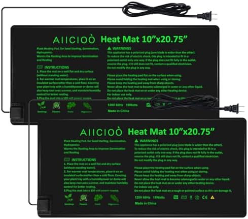 AIICIOO 2 Pack Seedling Heat Mats 10"x 20.75" Warm Hydroponic Heating Pad for Indoor Gardening, Seed Starting Germination, Greenhouse, Brewing by AIICIOO