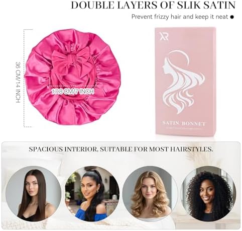 Silk Bonnet for Sleeping Satin Hair Bonnet Double Layer Adjustable Sleep Cap with Elastic Tie Band - Image 6