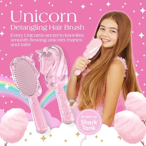Glimmer Wish Unicorn Hair Detangler Brush for Kids – Gentle & Soft Bristles for Tangle-Free Locks – Anti-Frizz & Anti-Static – Hairbrush for Wet or Dry Use, Hair Brush for Girls and Women - Image 2