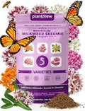 Wildflower Seeds – Monarch Cafe Milkweed Mix, 5 Heirloom Varieties 100% Native Milkweeds, 2,500+ Seeds (40g) Covers 80-100 sq.ft., High Germination for Monarch Butterfly Garden by PLANTMEW