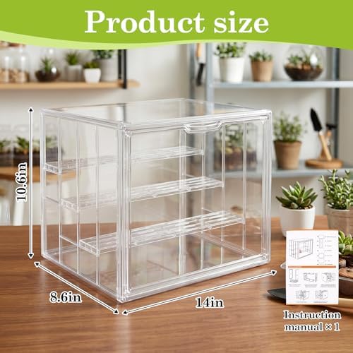 Klmnop Clear Mini Tabletop Greenhouse, Portable Small Indoor Greenhouse with Magnetic Waterproof Door for Seed Starting, Plant Warmth & Home Display, 14.2 x 8.7 x 10.6 Inch - Image 2