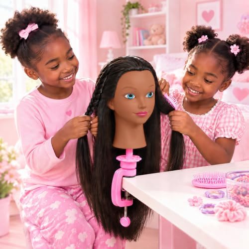 Mannequin Head with 80% Human Hair, 22" Doll Head for Hair Styling - Image 3