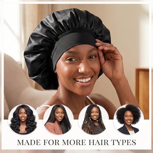 ZHENSILK 3PCS Silk Sleep Bonnet for Women, Large Satin Hair Caps with Elastic Band for Curly Hair and Frizz Control - Image 5