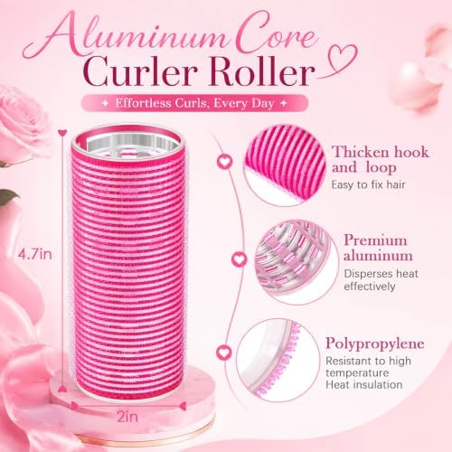 WILLBOND 4 Pcs Aluminum Thermal Hair Rollers for Women, 4.7 X 2 Inch - Image 2