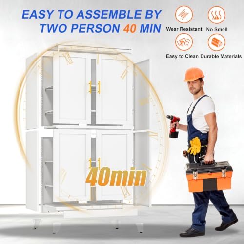 GAIOUS 79'' Metal Pantry Storage Cabinet with 4 Door and Adjustable Shelves - Image 6