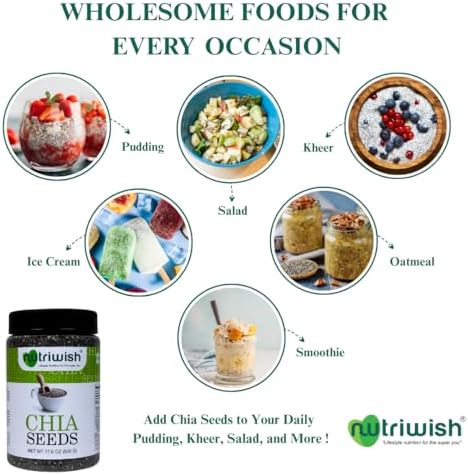 Nutriwish Chia Seeds 17.6 oz (500g) | 100% Natural, Superfood & Keto-Friendly | Perfect for Smoothies, Puddings & Baking - Image 6