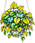 Plant Suncatcher Glass, Stained Glass Suncatcher Plant Window Hanging, Unique Nature Lover Gifts Leaf by StainedGlassArtware