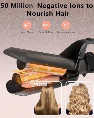 5-in-1 Ceramic Curling Wand Thermal Brush & Waver Iron Dual Voltage - Image 4