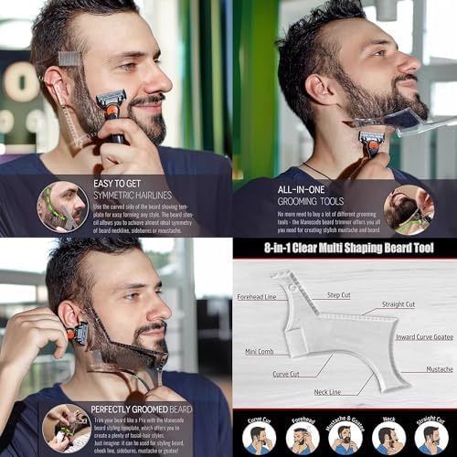 Beard Trimming Guide Tool, 3Pcs Neckline Shaping Goatee Mustache Grooming Facial Hair Styling Template Face Hair Ruler Combs - Image 4