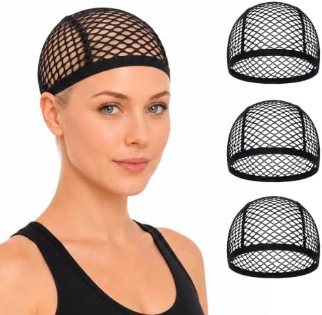 3 Pack Black Large Crochet Wig Caps for Wig Making by HyunDu