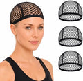 3 Pack Black Large Crochet Wig Caps for Wig Making by HyunDu