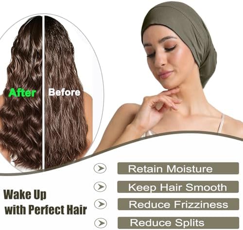 Satin Bonnets for Sleeping Adjustable Silk Lined Bonnet Sleep Cap Hair Wrap - Image 3