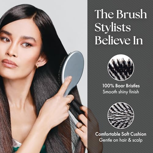 Olivia Garden Ceramic + Ion Supreme Styler Cushion Paddle Brush - Boar & Ionic for Shine, Frizz Control & Smoother Hair - Image 4