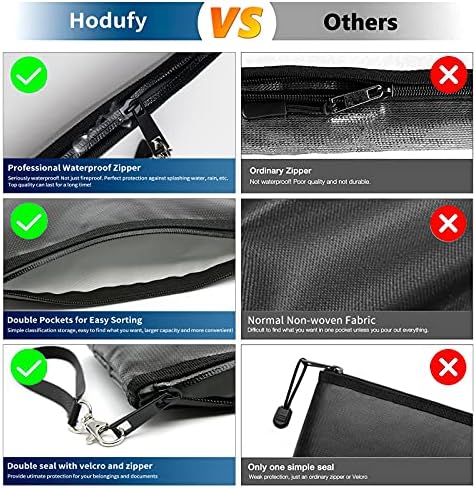 Fireproof Money Bag (6400℉), Fireproof Document Bags, Bank Cash Bag with Zipper & Strap, Suitable for A5 Documents, Bank Inventory, Passport (Black) - Image 3