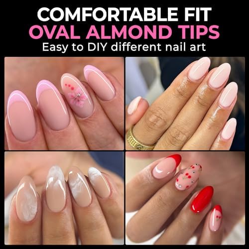 UNA GELLA Medium Oval Nail Tips 216pcs in 12 Sizes, Round Soft Gel Tips - Image 2