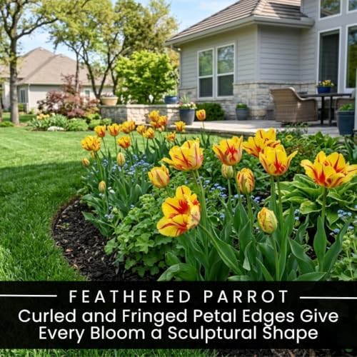 25 Texas Flame Parrot Tulip Bulbs | Red Yellow Spring Flowers for Gardens - Image 3