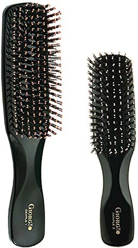 Giorgio GIO1-2BLK Black Set of 2 Gentle Touch Detangler Hair Brush for Men Women and Kids. Soft Bristles for Sensitive Scalp. Wet and Dry for all Hair Types. Scalp Massager Brush Stimulate Hair Growth by GiorgioHairBrushesCombs