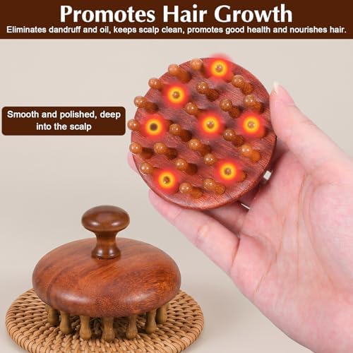 Wooden Scalp Massager for Hair Growth,Bamboo Massage Brush with Bag - Image 3