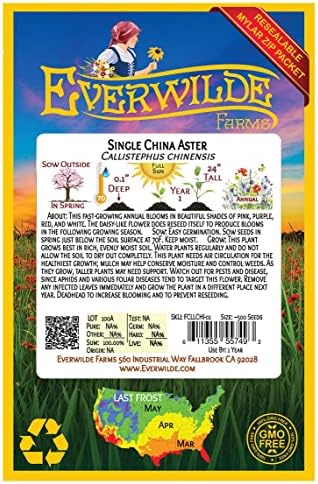 Everwilde Farms - 500 Single Mixed China Aster Wildflower Seeds - Gold Vault Jumbo Seed Packet - Image 2
