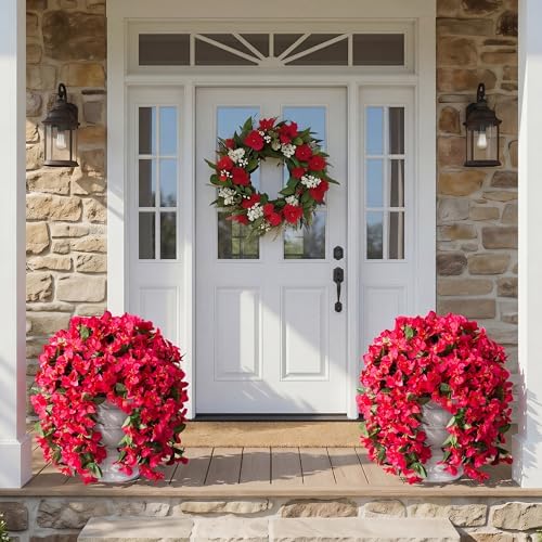 Faux Bougainvillea Artificial Flowers Plants for Outdoors Outside Decoration, 2 PCS Fake Flowers Silk Long Trailing Vines UV Resistant Realistic for Front Door Porch Planter Urn Patio Balcony Hot Pink - Image 3
