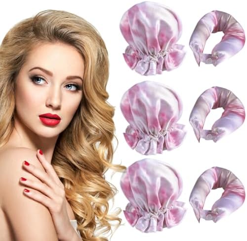 Heatless Curls Overnight Hair Curlers, 6 PCS Satin Flexi Rods Set by NuAngela