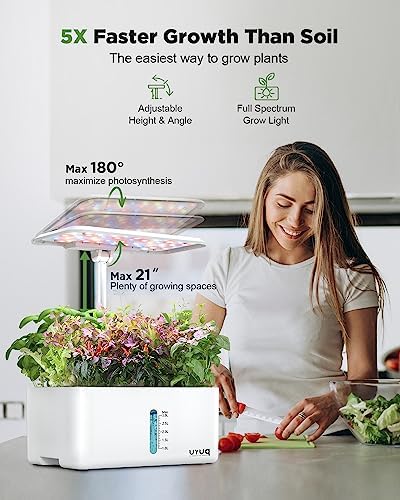 URUQ 8 Pods Hydroponics Growing System with LED Grow Light - White - Image 2