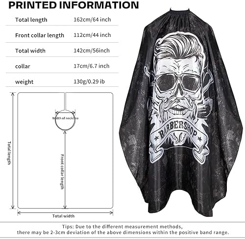 64x56 Inch Professional Barber Cape for Men - Waterproof Hair Cutting Cape with Elastic Neck & Adjustable Closure, Salon Grade Styling Cape (Black) - Image 2