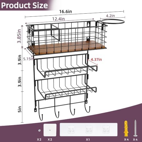 3-Tier Wall Mounted Hair Tool Organizer, Matte Black - Image 2