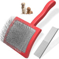 2PCS Slicker Brush for Dogs & Pet Comb,Professional Dog Grooming Brush (Goldendoodles,Poodles,Labradoodles) with Extra Long Pins to Effectively Remove Tangles, Knots and Mats (Red, Large) by Unknown