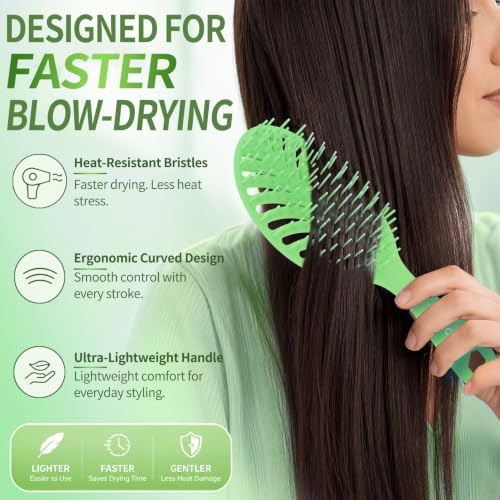 Vented Detangling Brushes for Wet & Dry,Curly Straight Thick Hair - Image 7