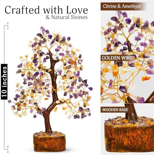 YATSKIA Amethyst Citrine Crystal Tree of Life, Unique Gifts for Women, Sister & Friends, Handmade Gemstone Tree, Living Room, Bedroom & Office Decor, Birthday Gifts - Image 2