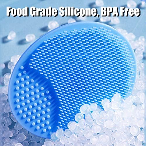 Baby Bath Brush, Baby Cradle Cap Brush, Silicone Massage Brush, Silicone Scrubbers Exfoliator Brush, Baby Skin Scrubbers for Dry Skin and Cradle Cap (Large-Blue & Green) - Image 3
