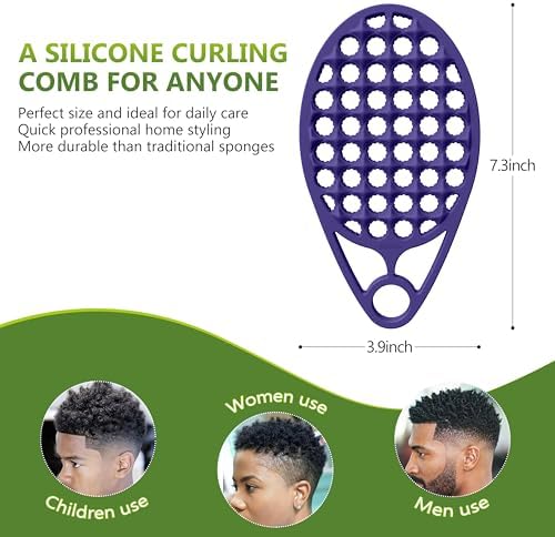 KOUPA Magic Silicone Curly Hair Brush, One Piece Twist Curl Comb for Afro Curls, Washable Hair Tool for Men Women, Purple, 1 Piece - Image 3