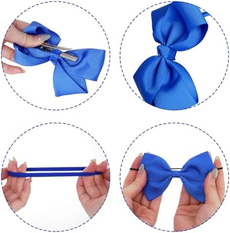 baotongle 11pcs Royal Blue School Hair Accessories Set Uniform Hair Bow Headband Clips Hair Ties Curly Bows for Little Toddler School Girls (Royal Blue) - Image 7