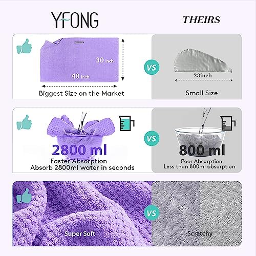 YFONG Larger Microfiber Hair Towel Wrap for Women, 30" X 40"Super Absorbent - Image 2