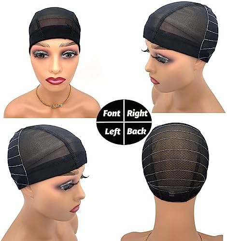 Wig Cap with Guideline Map for Wig Making, Stretchable Mesh Dome Caps with 1 Elastic Band and 4 Wig Combs for Beginners Sewing Wig (Large: 23"-24", 13 * 6 Frontal) - Image 2