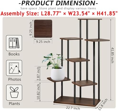 AZERPIAN 7 Tier Tall Plant Stand Indoor Corner Tiered Shelf Metal MDF Board - Image 4