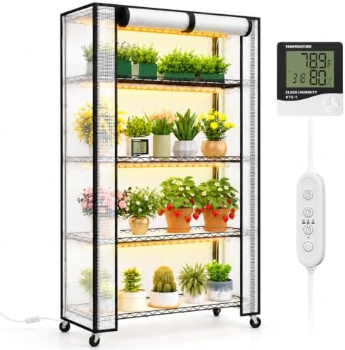 FREELICHT Indoor Greenhouse with Grow Light, 5-Tier 4×30W, 35.4x13.8x61.5IN by FREELICHT