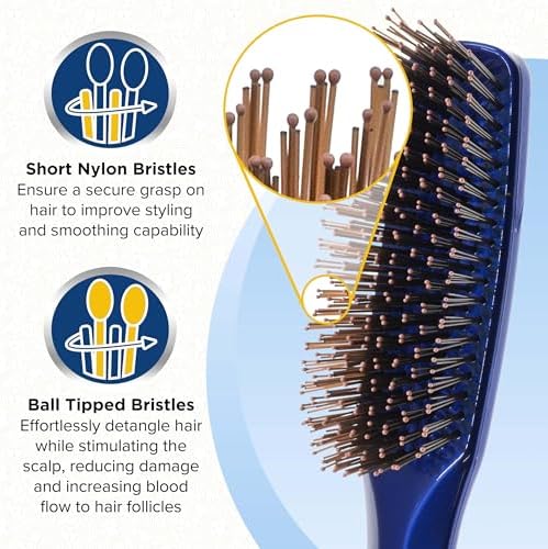 Giorgio Gentle Detangler Hair Brush - Dual Length Bristles for Men, Fine and Thick Hair, Scalp Massager, Travel Brush for Wet or Dry Hair - Image 3