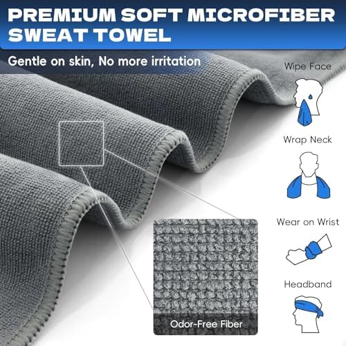 Microfiber Gym Towels for Showering Working Out Quick Dry Negative ions Large Middle Small Sizes Lightweight Gym Towel for Men Women Tennis Sports Towels for Body Hot Yoga Fitness Essentials - Image 5