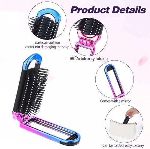 Small Travel Hair Brush for Women, Portable Folding Hairbrush - Image 3