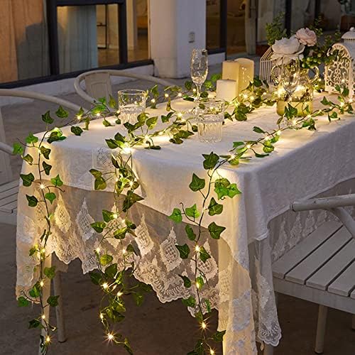12 Packs Artificial Ivy, 84FT Garland Hanging Plants Fake Vines with 200 LED String Light for Bedroom Wedding Party Garden Wall Room Home Decor - Image 3