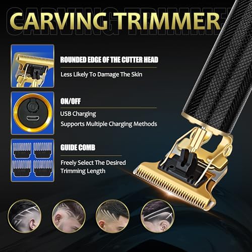 Hair Clippers for Men, with LED Display 4-Piece Cordless Grooming Kit with Hair Clipper, Beard Trimmer, Foil Shaver & Nose Trimmer, Complete Rechargeable Set for Home Barber Use (Black Gold) - Image 5